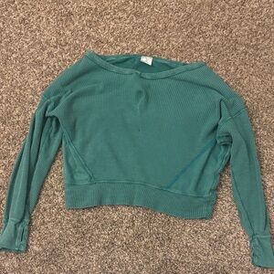 Aerie Teal Waffle Knit Sweatshirt